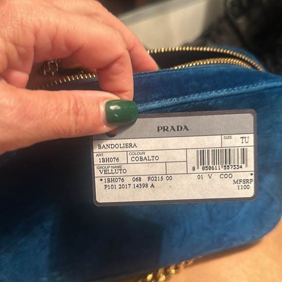 Blue velvet prada bag bought at saks - Picture 4 of 5